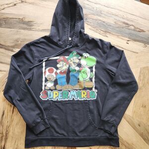 Nintendo Super Mario 2011 Black Pullover Hoodie Sweatshirt Sz L